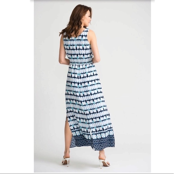 Joseph Ribkoff Vanilla Midnight Blue Tie Dye Sleeveless Maxi Dress Size 6 - Picture 11 of 11